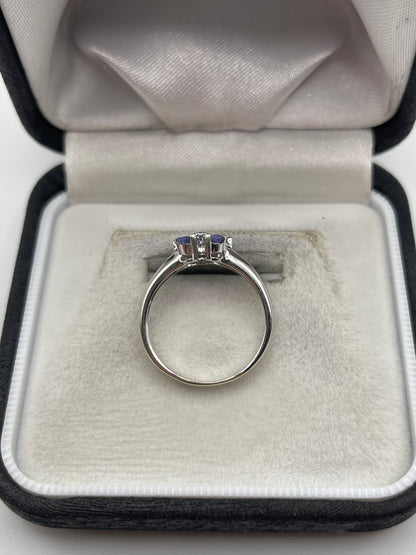 9ct white gold tanzanite and diamond ring