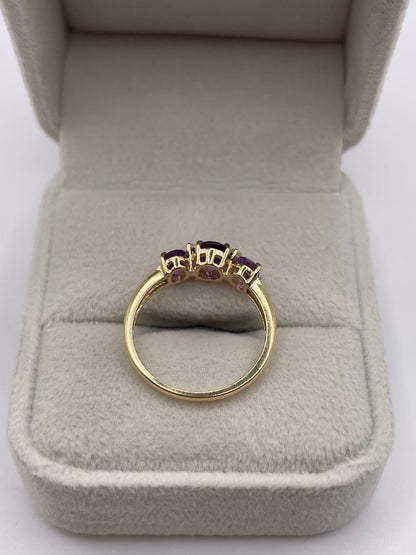 9ct gold amethyst and diamond ring