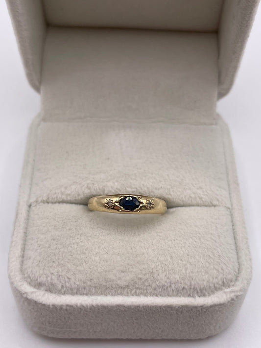 9ct gold sapphire and diamond gypsy ring