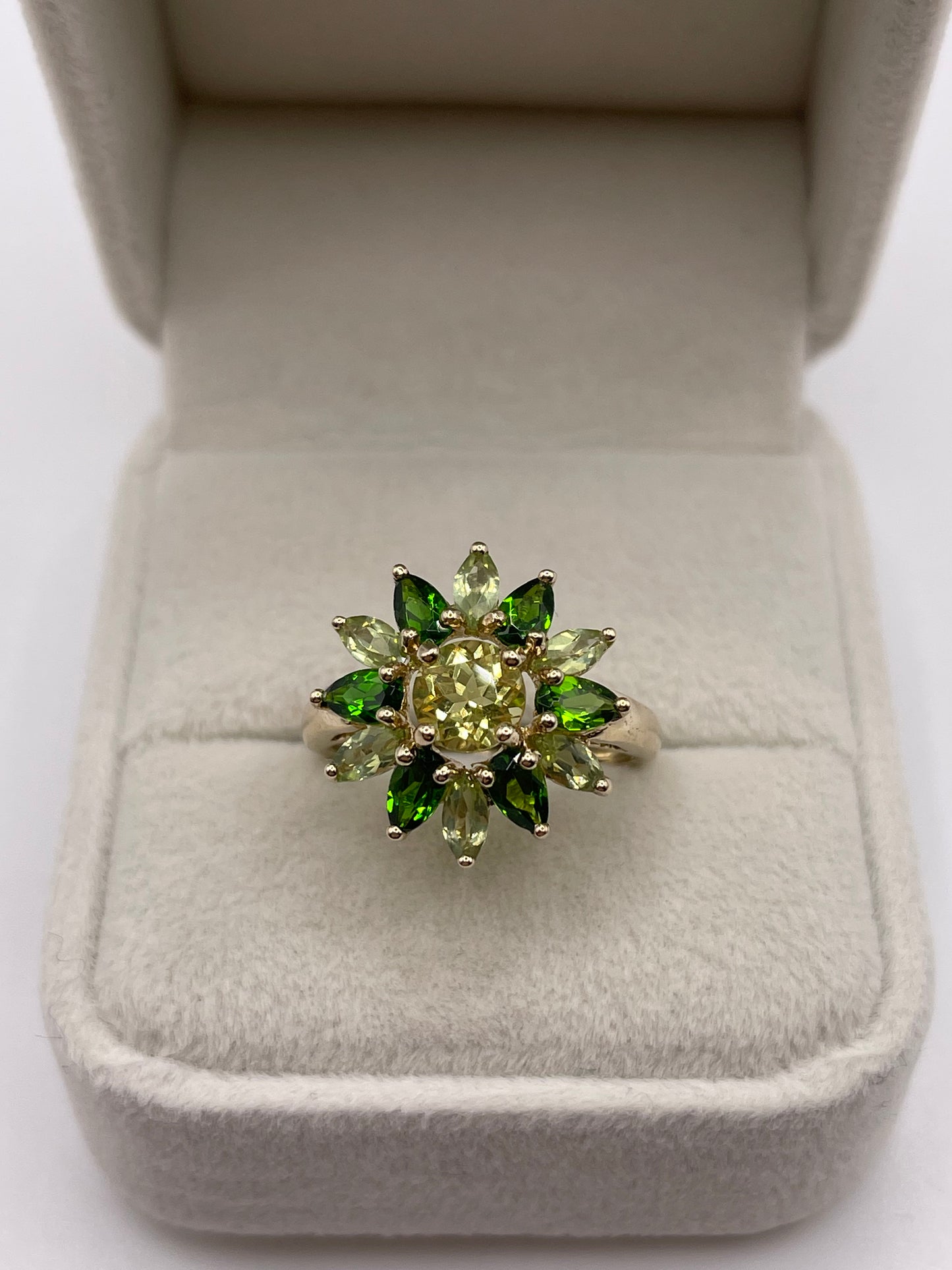9ct gold multi gemstone cluster ring