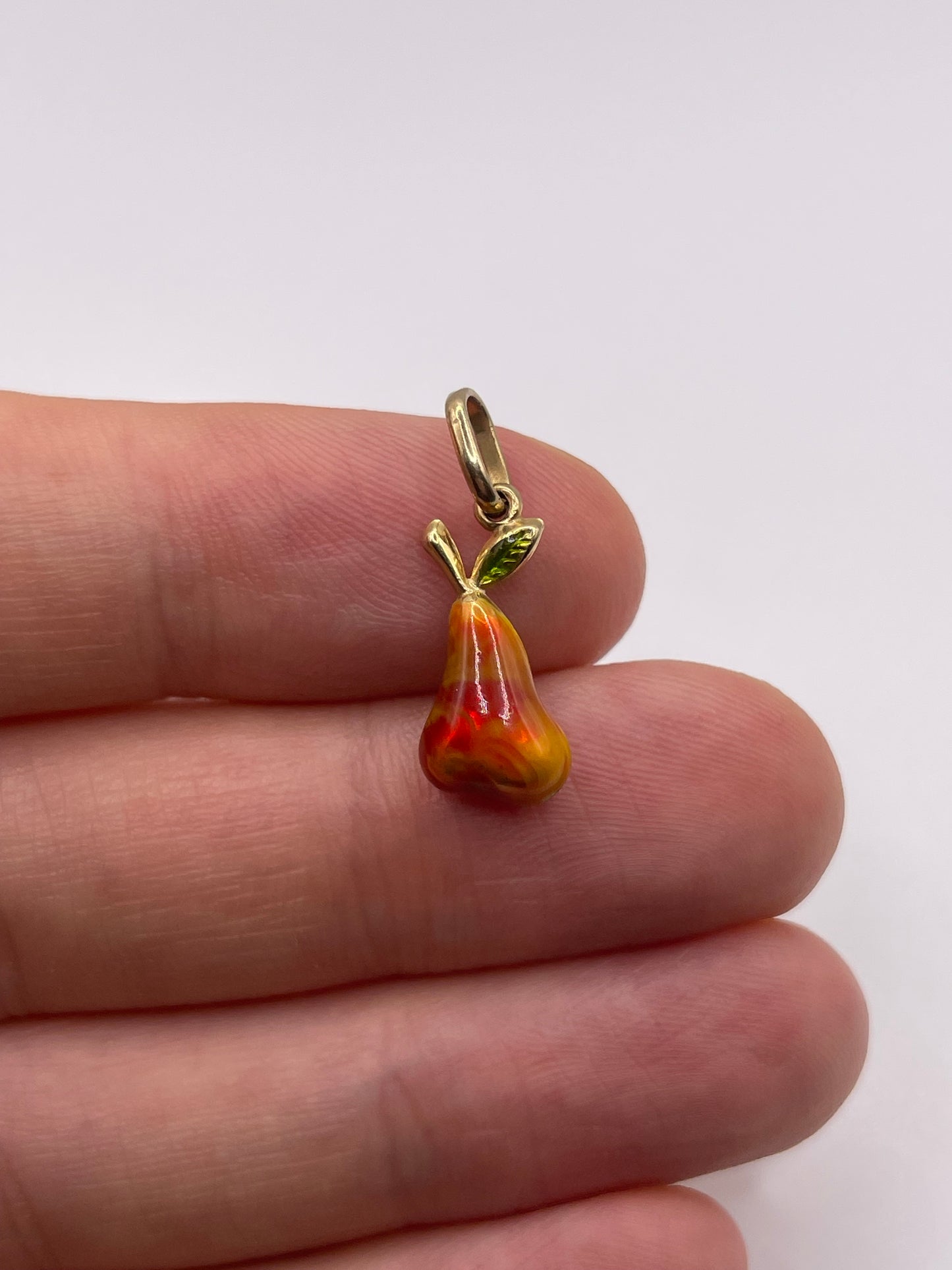 9ct gold enamelled pear charm
