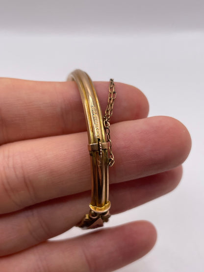 Antique 9ct rose gold diamond bangle