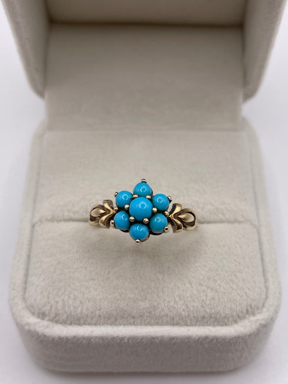9ct gold turquoise cluster ring