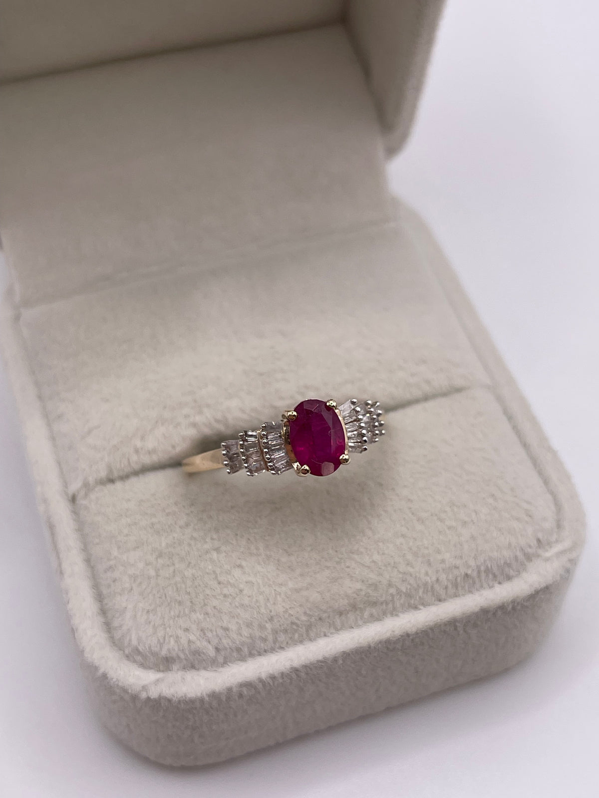 9ct gold ruby and diamond ring