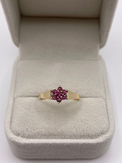 9ct gold ruby cluster ring