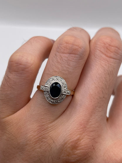 9ct gold sapphire and diamond ring