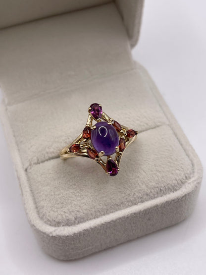 9ct gold amethyst and garnet ring