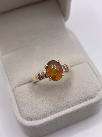 9ct gold opal and diamond ring