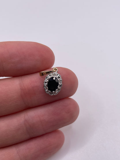 9ct gold sapphire and diamond pendant