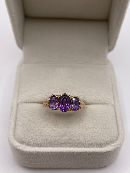 9ct gold amethyst ring
