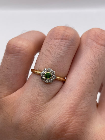 18ct gold emerald and diamond ring