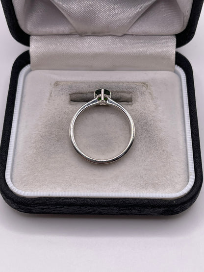 Silver diopside ring