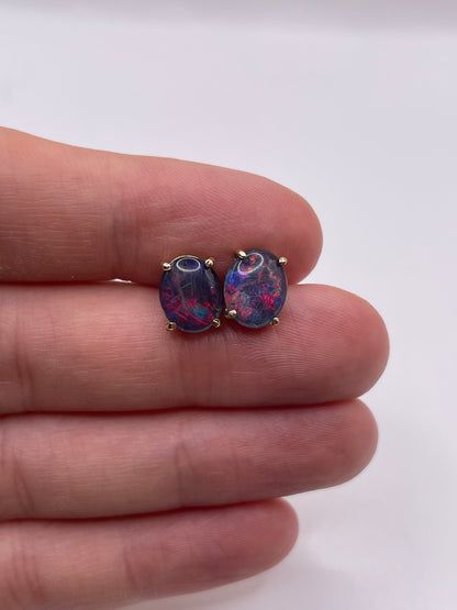 9ct gold opal triplet earrings