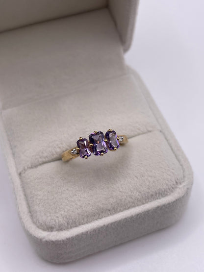 9ct gold amethyst and diamond ring