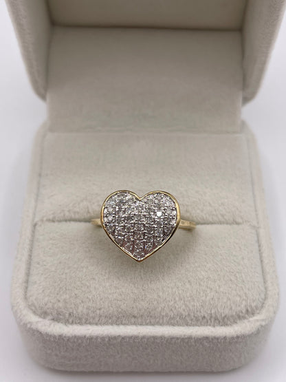 9ct gold diamond cluster heart ring