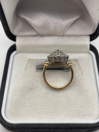 9ct gold 1ct diamond cluster ring