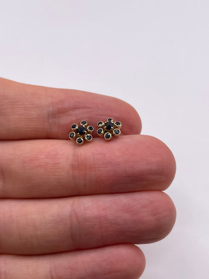 9ct gold sapphire cluster earrings
