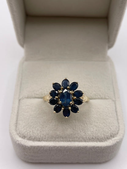 9ct gold sapphire cluster ring