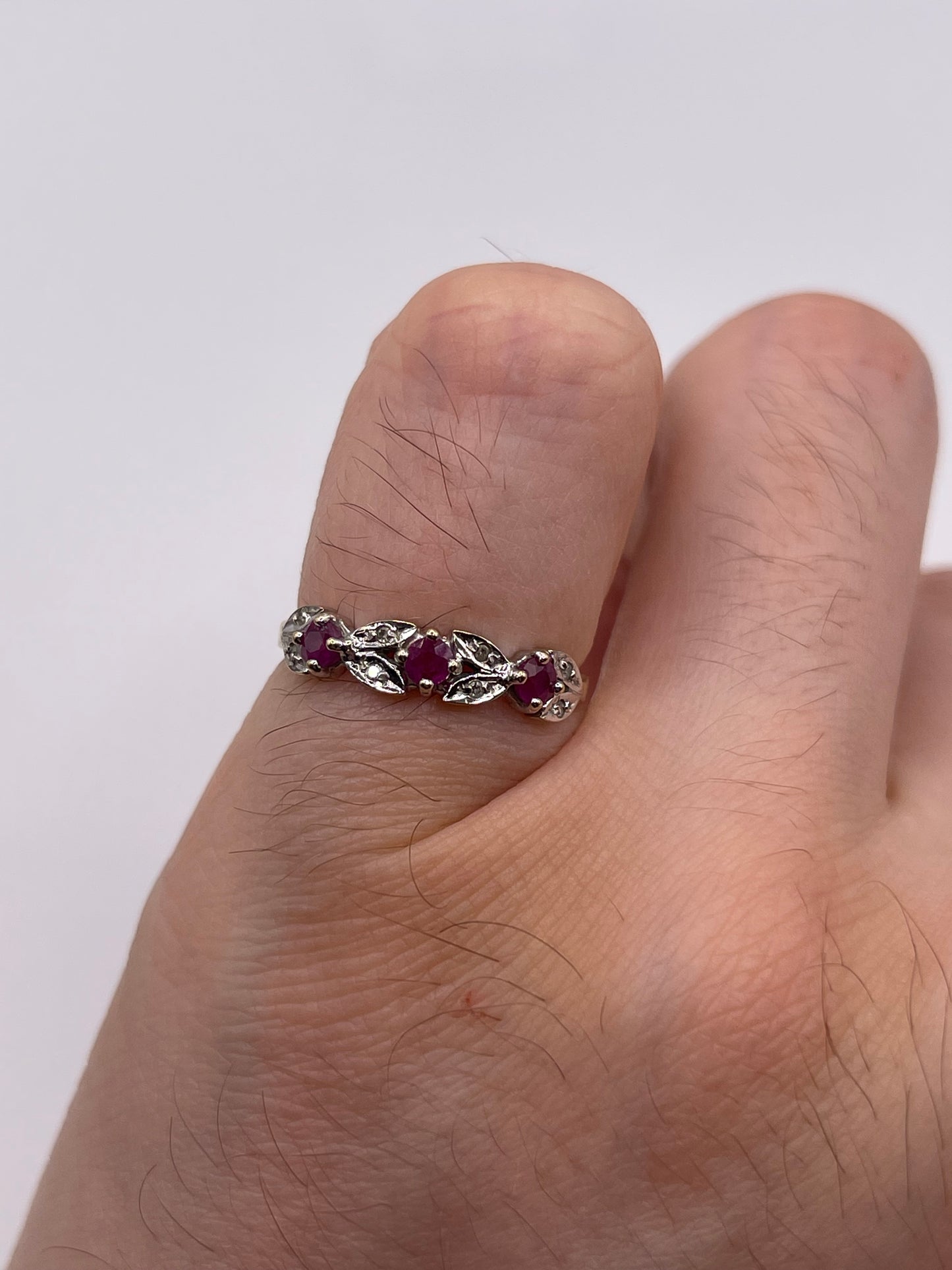 9ct gold ruby and diamond ring