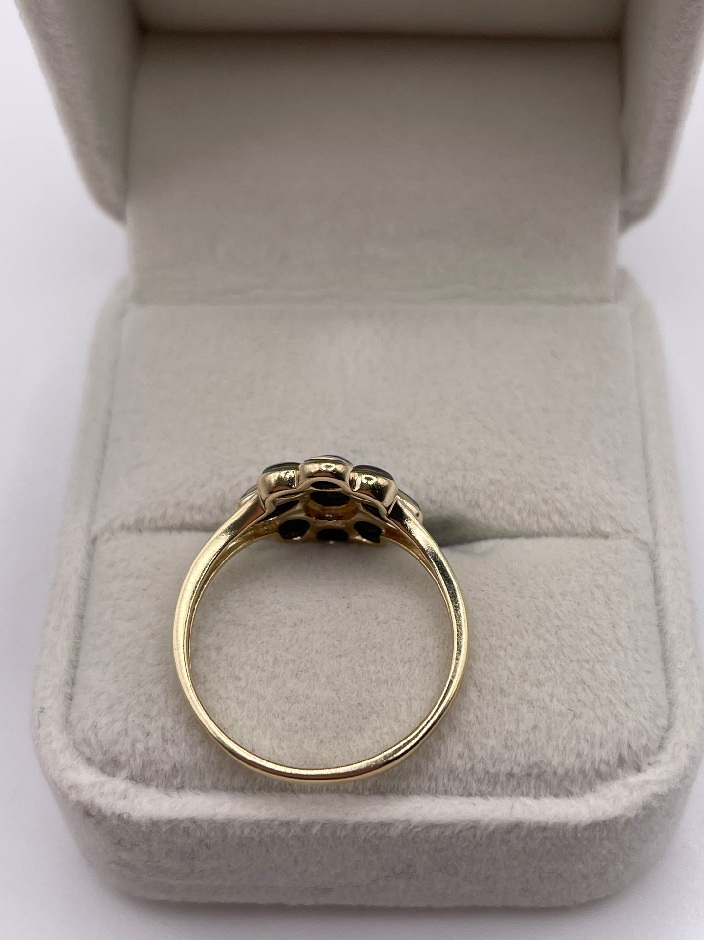 9ct gold black opal triplet cluster ring