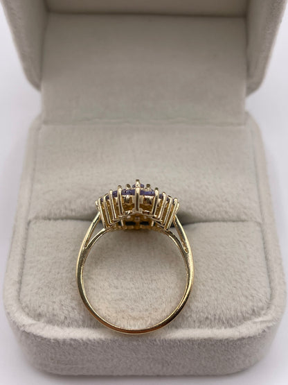 9ct gold tanzanite and diamond ring