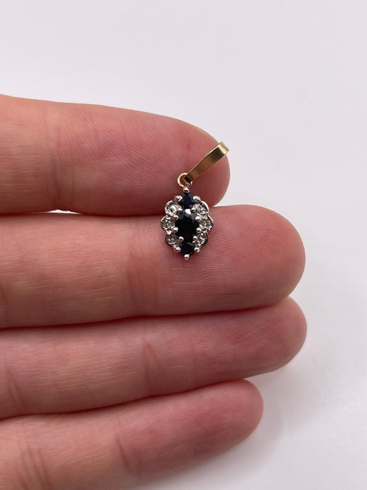 9ct gold sapphire and diamond pendant