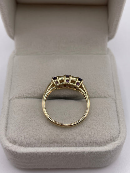 9ct gold amethyst and diamond ring