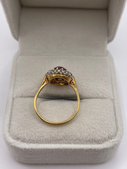18ct gold citrine and diamond ring
