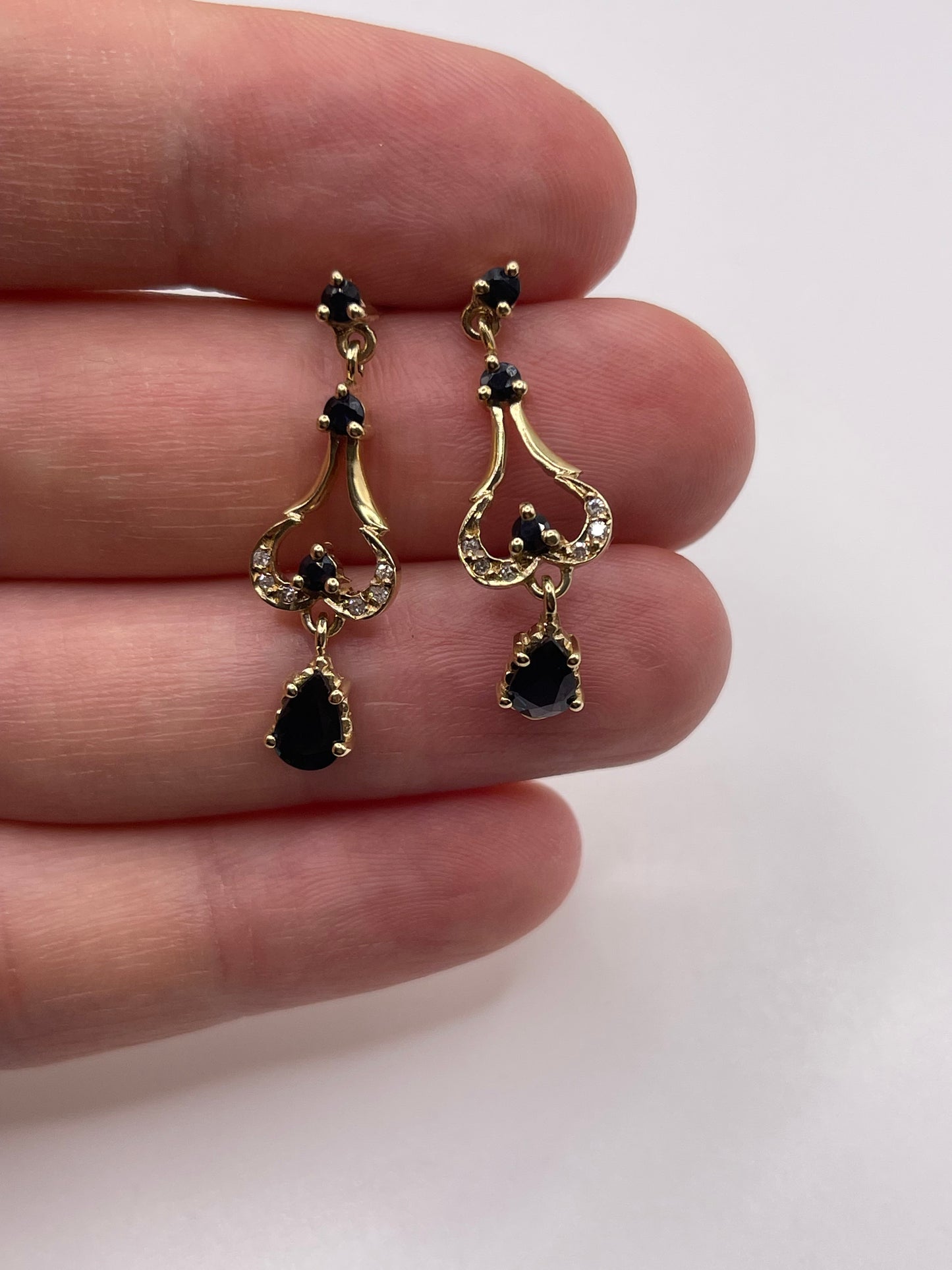 9ct gold sapphire and diamond earrings
