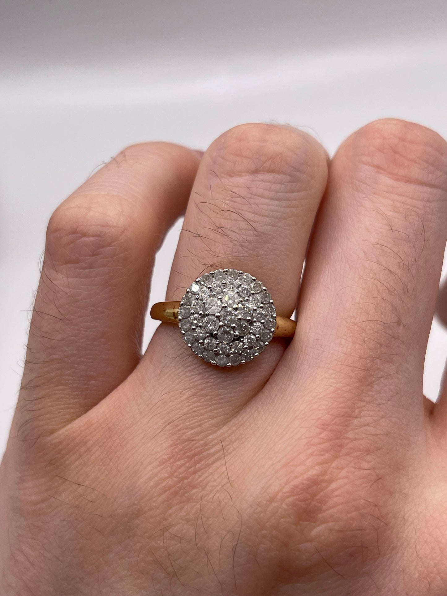 9ct gold 1ct diamond cluster ring