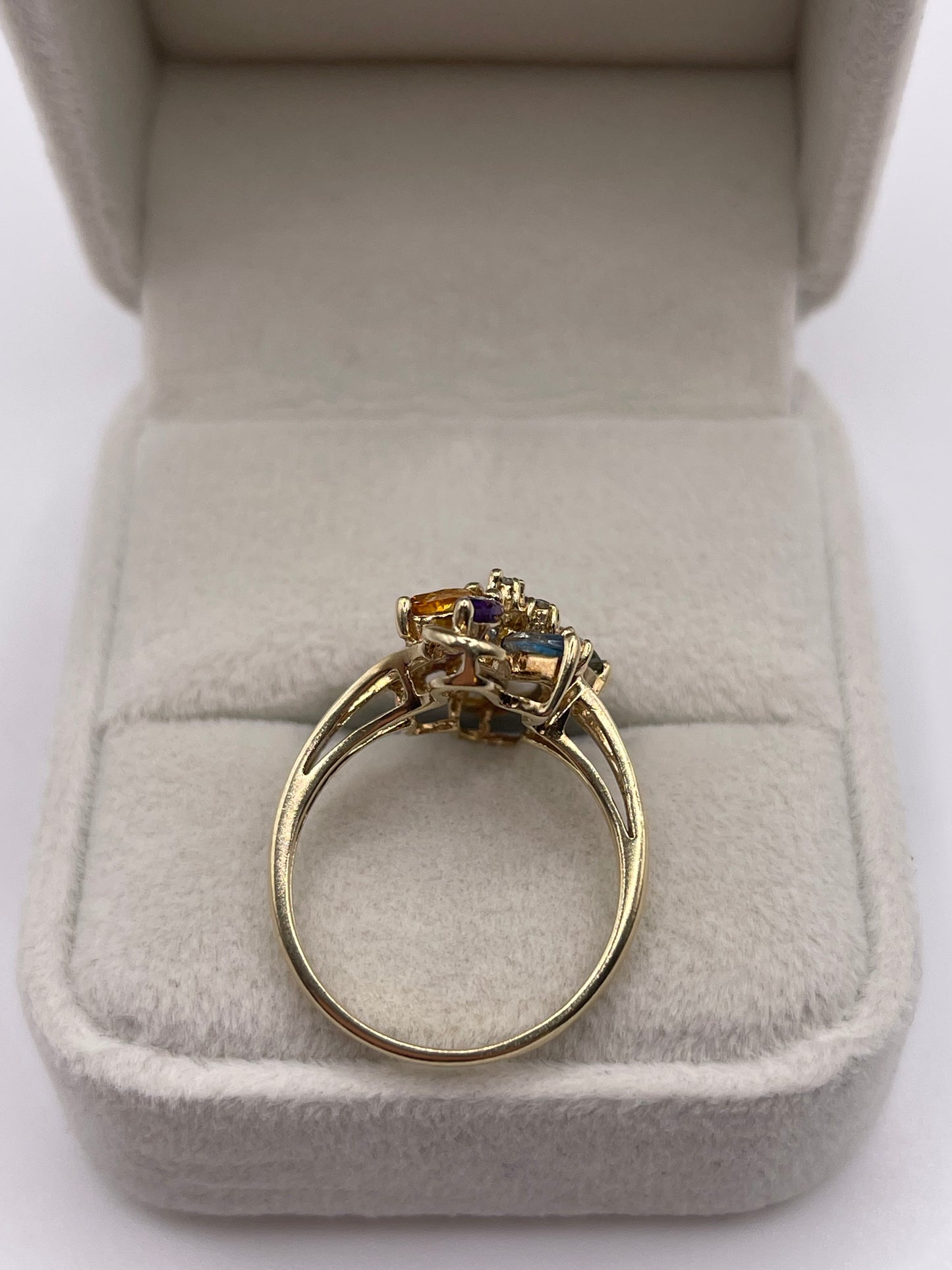 9ct gold multi gemstone and diamond ring