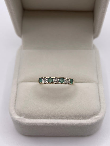 9ct gold emerald and diamond ring