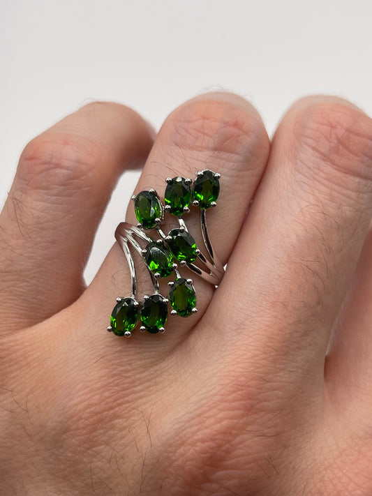 Silver diopside ring