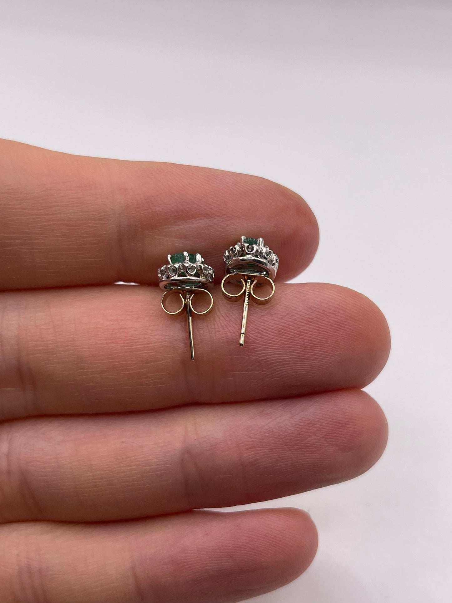 9ct gold emerald and diamond earrings