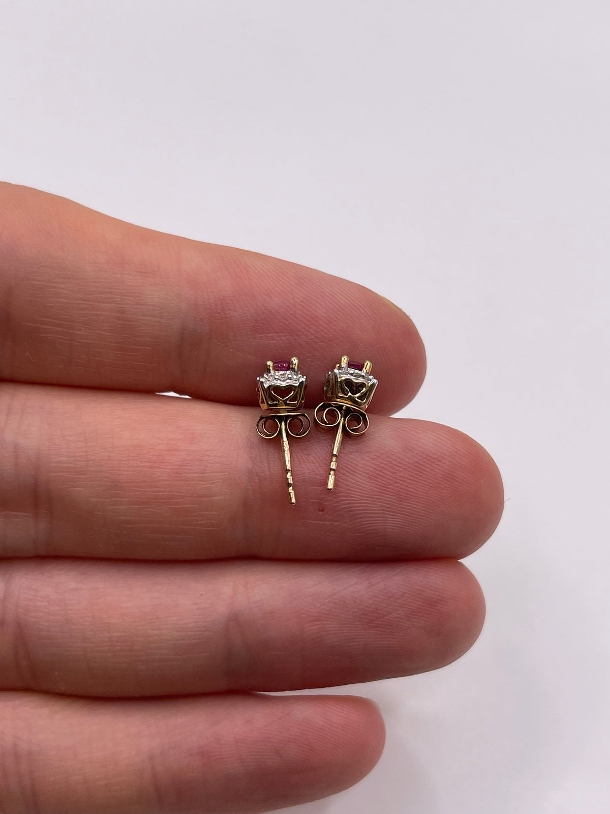 9ct gold ruby and diamond earrings