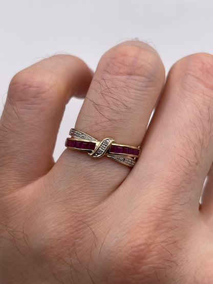 9ct gold ruby and diamond ring