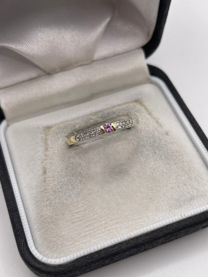 9ct gold pink sapphire and diamond ring