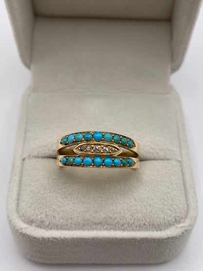 18ct gold turquoise and diamond ring