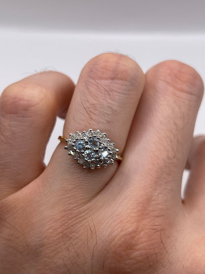 9ct gold aquamarine and diamond ring