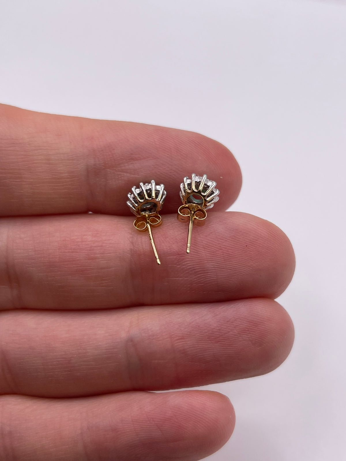 9ct gold emerald and diamond earrings