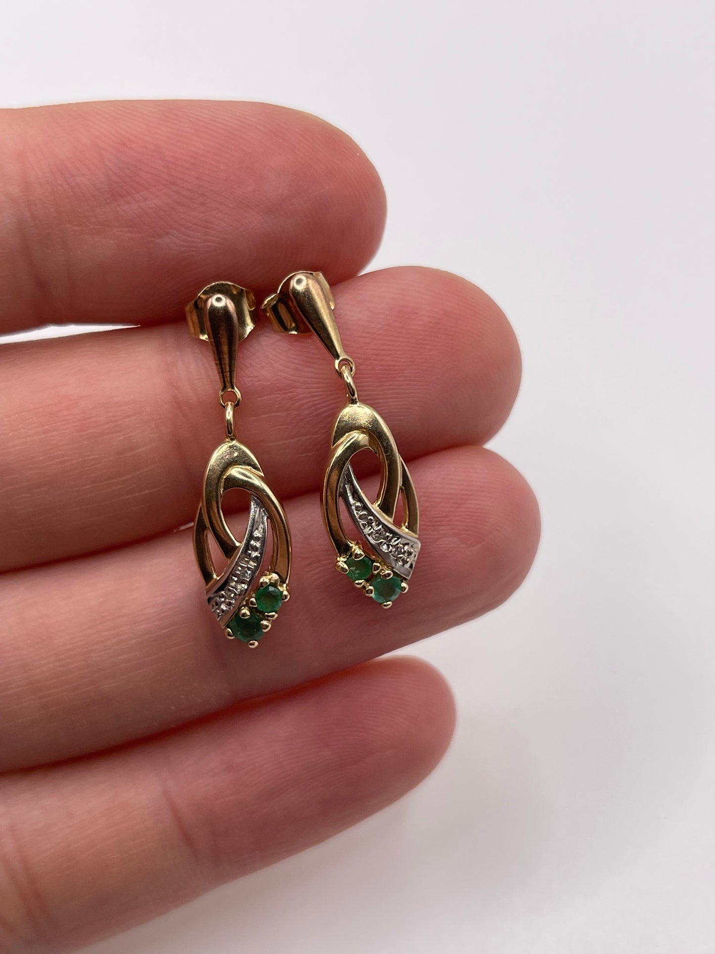 9ct gold emerald and diamond earrings