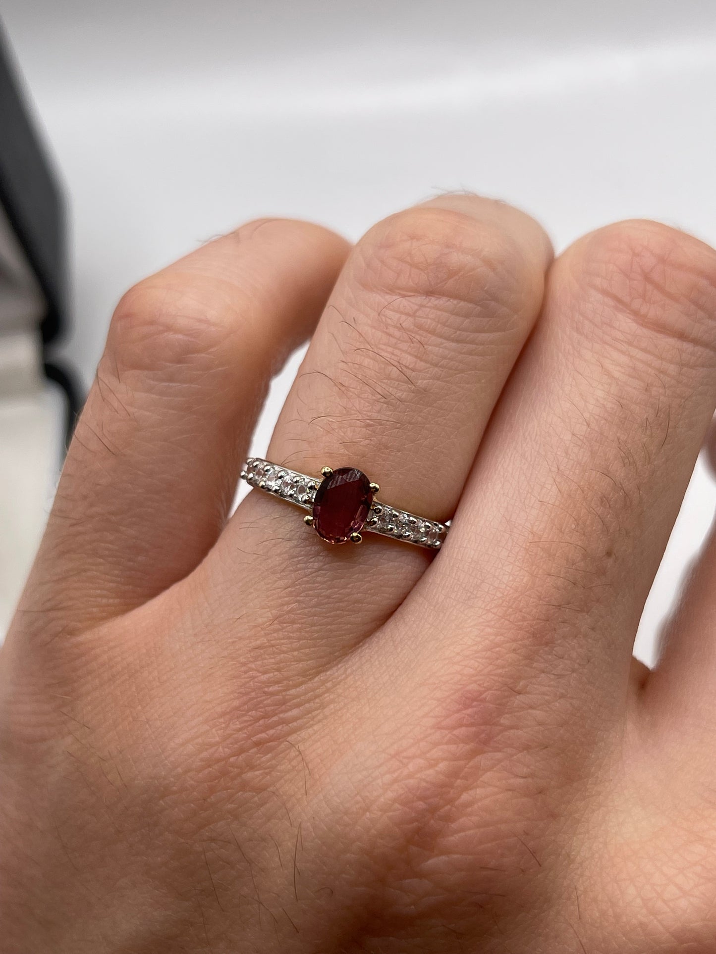 9ct gold tourmaline and zircon ring