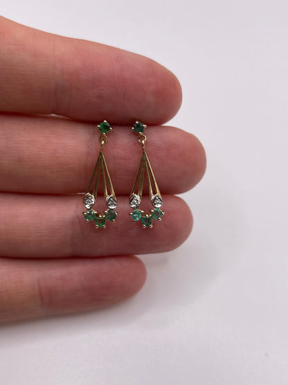 9ct gold emerald and diamond earrings