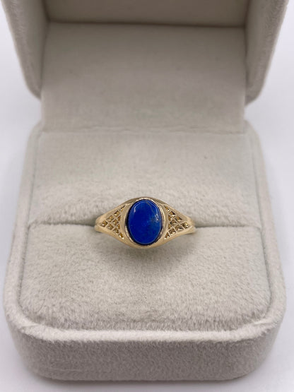 9ct gold lapis lazuli signet ring