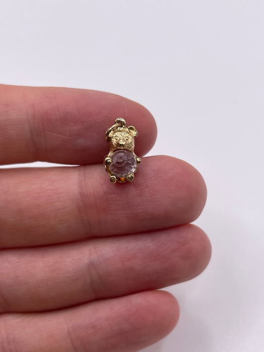 9ct gold crystal bear pendant