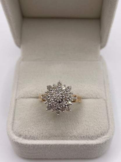 9ct gold 1ct diamond cluster ring