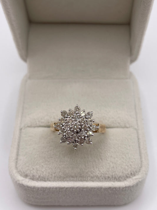 9ct gold 1ct diamond cluster ring