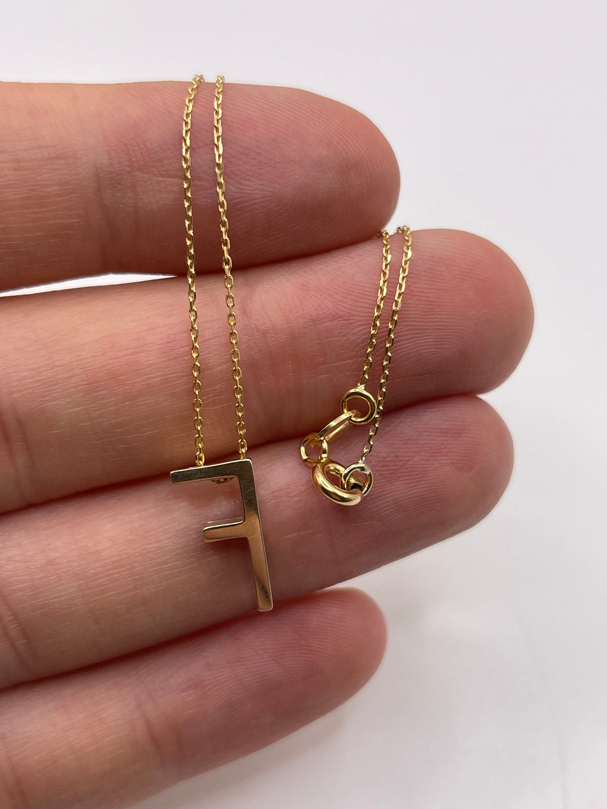 9ct gold initial F necklace