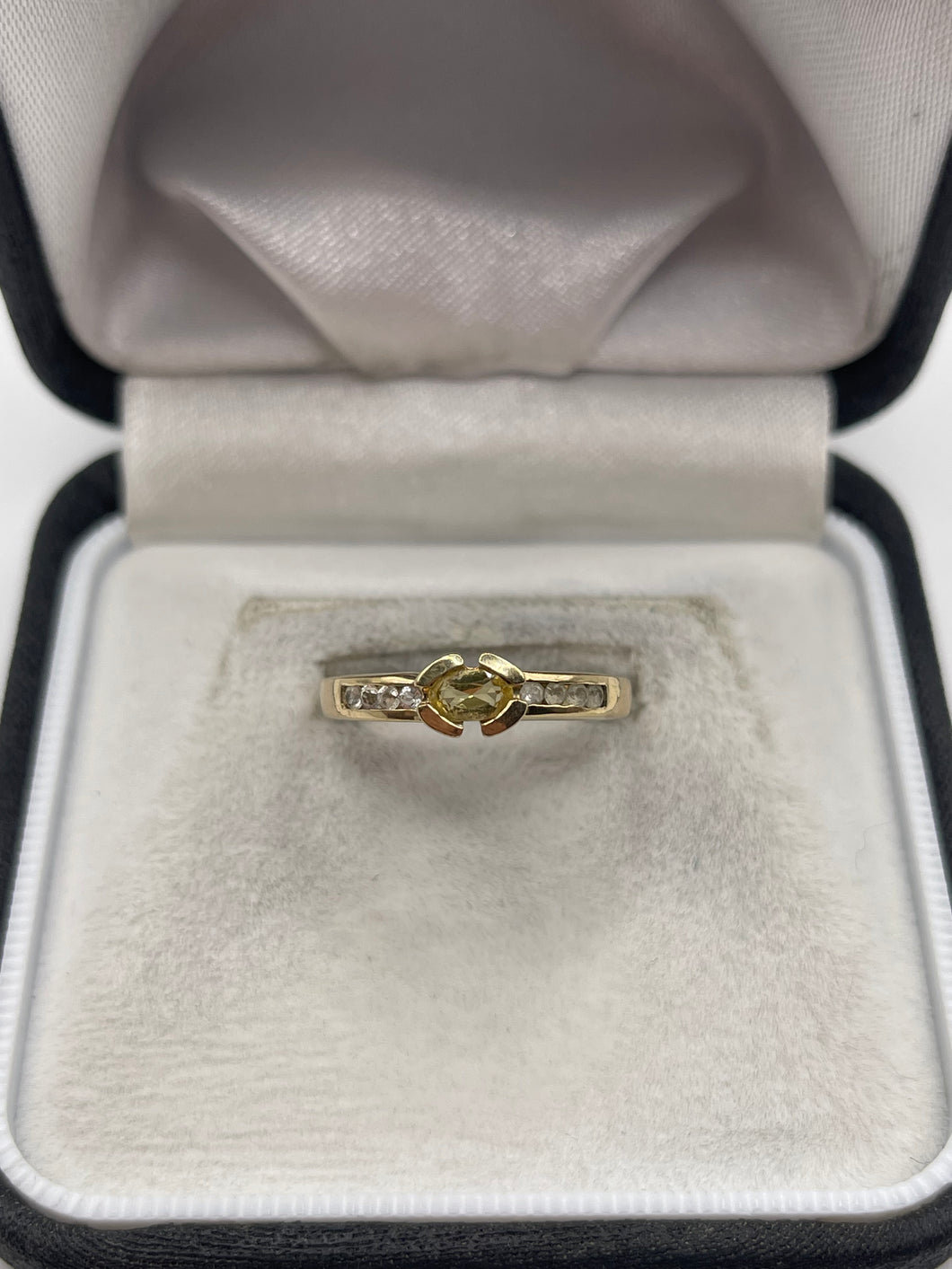 9ct gold citrine and zircon ring
