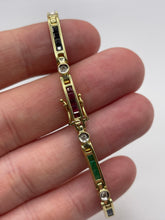 Load image into Gallery viewer, 14ct gold ruby, sapphire, emerald and diamond ring
